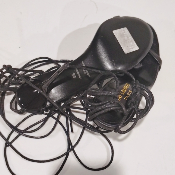 Saint Laurent Leather Lexi Lace-Up Sandals With Stiletto Heels Size 39 - Picture 6 of 14